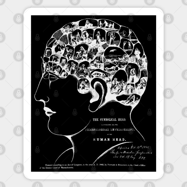 The Symbolical Head - Vintage Book Cover Human Brain Magnet by TuncGK